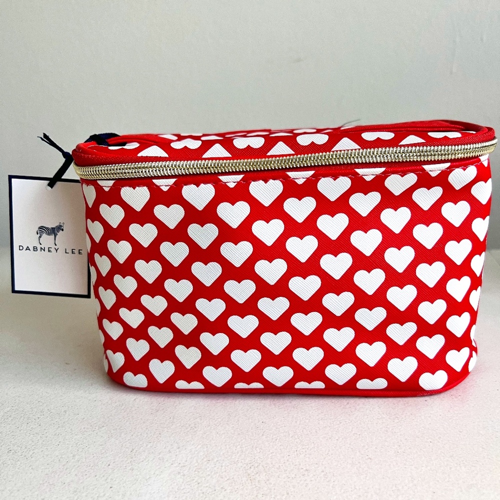 “RED HEARTS” Valentine Cosmetic Travel Makeup Bag Case Dabney Lee NEW!!!